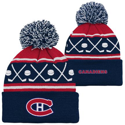 NHL Kids Knit Hat Face Off Cuff Pom Canadiens