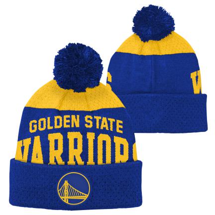 NBA Youth Knit Hat Collegiate Arch Cuff Pom Warriors