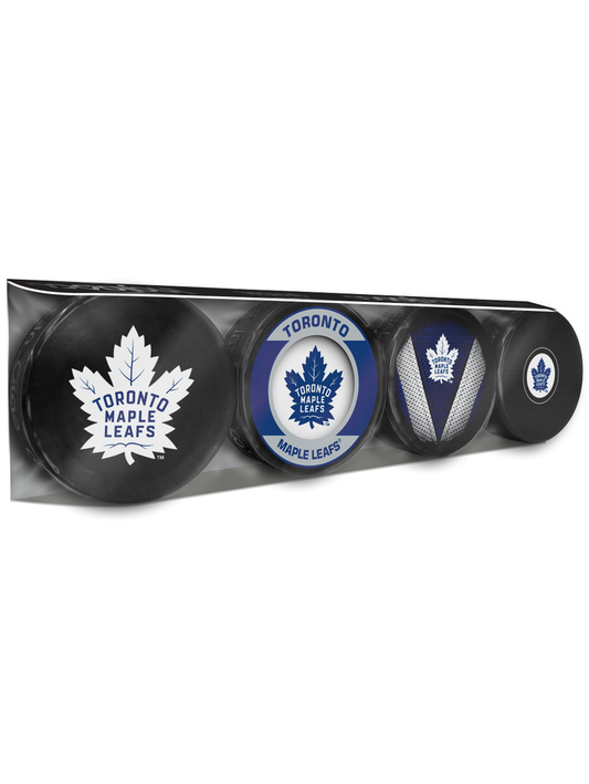 NHL 4 Pc Set Puck Collection Maple Leafs