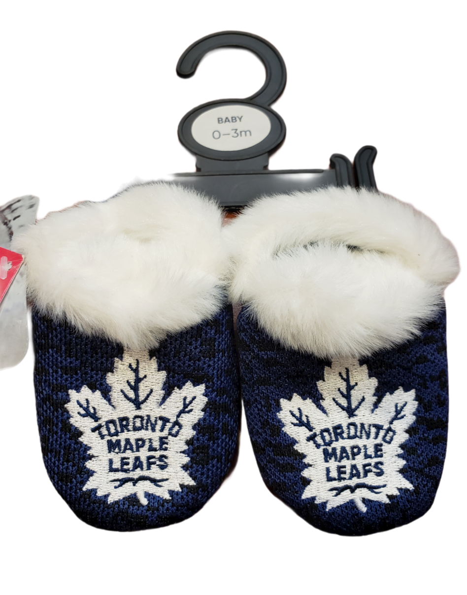 NHL Infant Poly Knit Slippers Maple Leafs