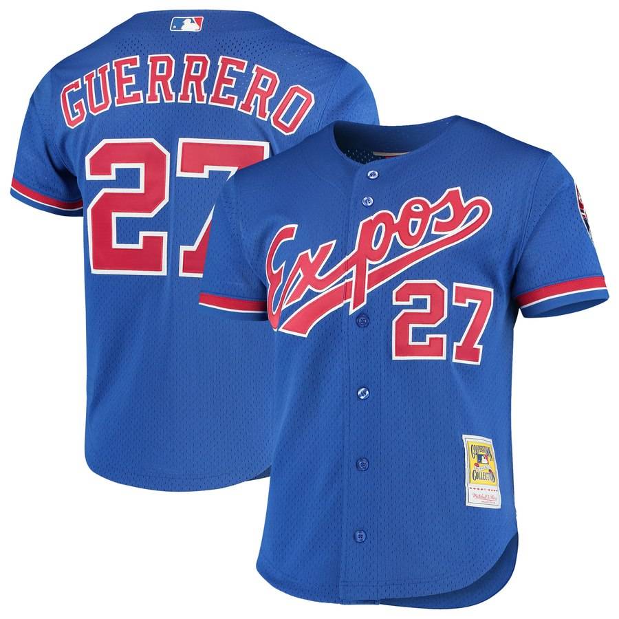 MLB Vintage Player Jersey Team Name Vladimir Guerrero Expos (Royal Blue)