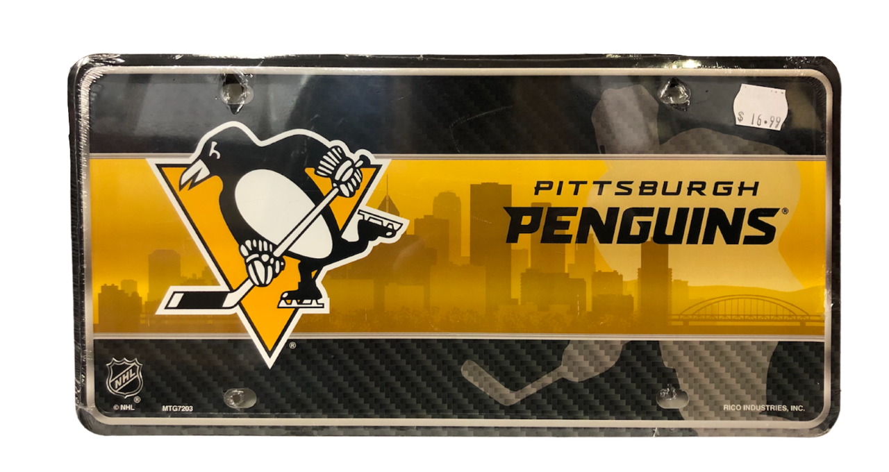 NHL License Plate Metal Skyline Penguins