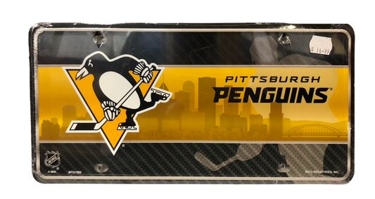 NHL License Plate Metal Skyline Penguins