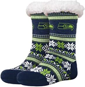 NFL Ladies Footy Slippers Fair Aisle Seahawks