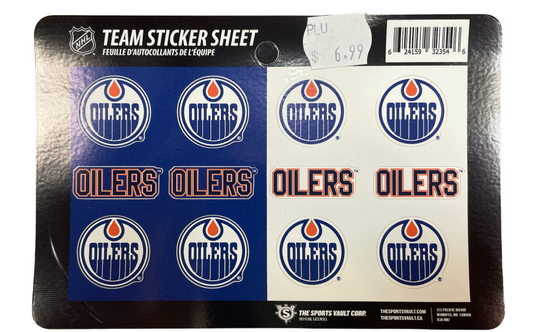 NHL Team Sticker Sheet Oilers