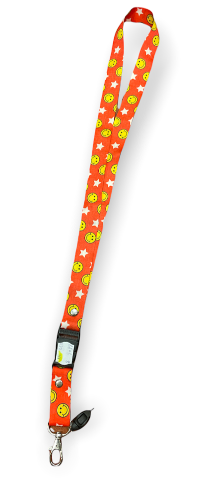 Happy Face Lanyard (Red)