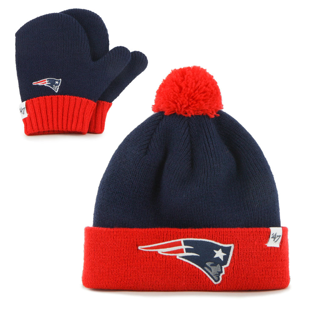 NFL Toddler Knit Hat and Mitt Set Bam Bam Patriots